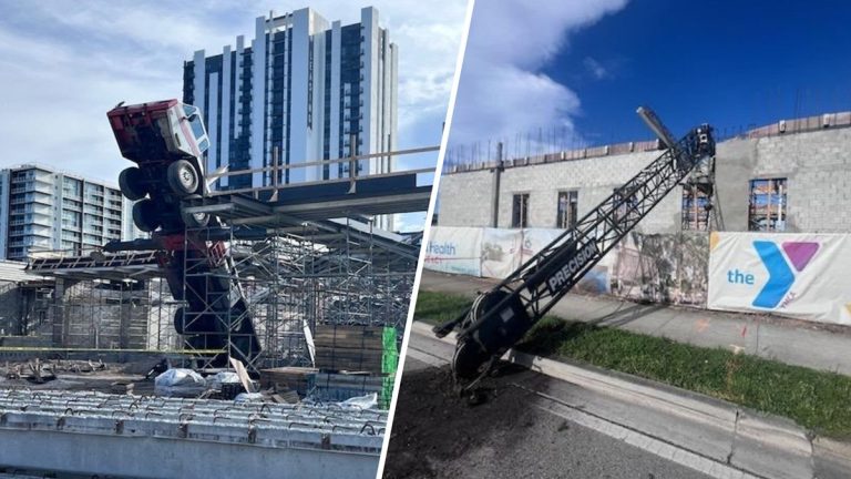 Investigan colapso de grúa en obra de construcción en Fort Lauderdale