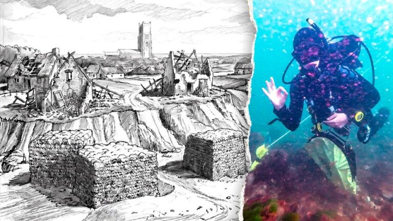 Descubren primera imagen de restos del pueblo medieval Shipden sumergido hace 700 años