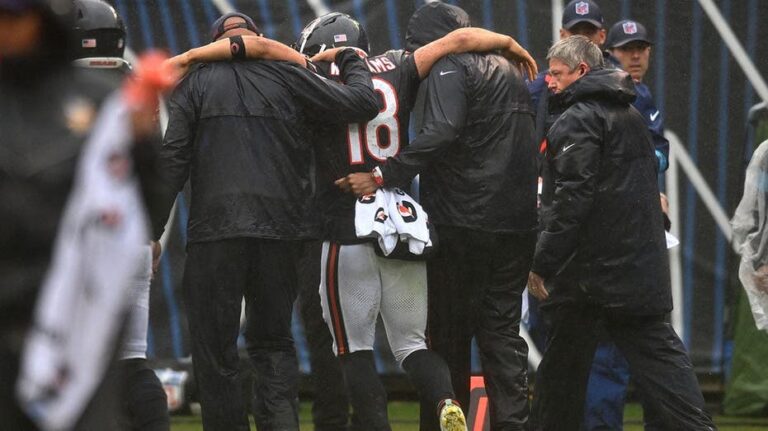 Críticas a Caleb Williams por su reacción ante lesión en el isquiotibial durante juego con Chicago Bears